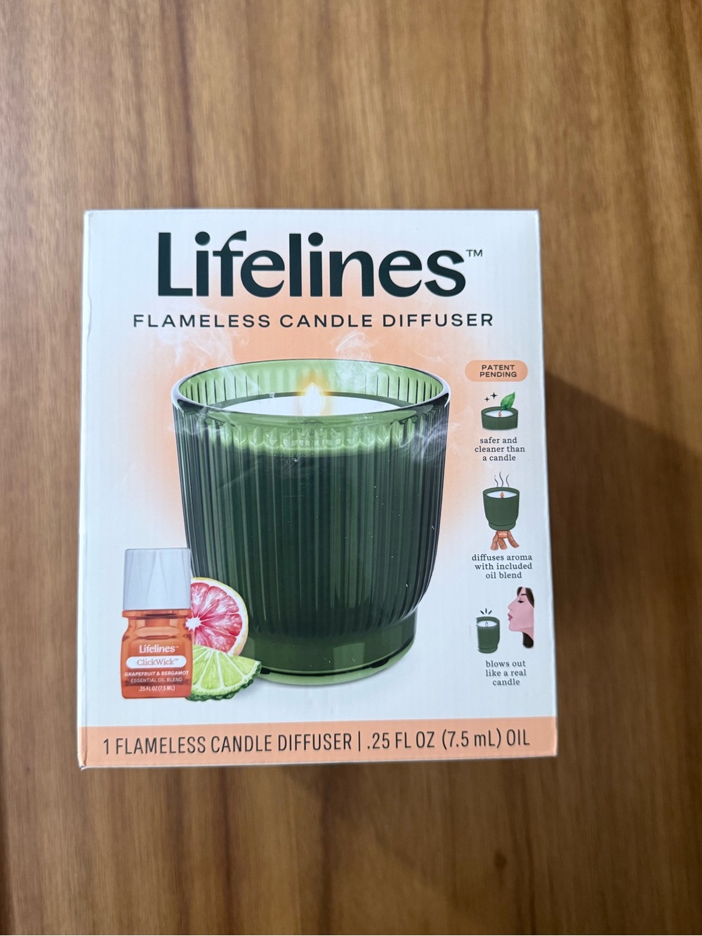 Lifelines Flameless Candle Aromatherapy Essential Oil Diffuser | Olive | NWT